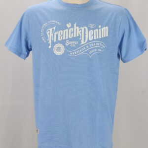 Tee shirt homme bleu clair avec une grosse ecriture devant